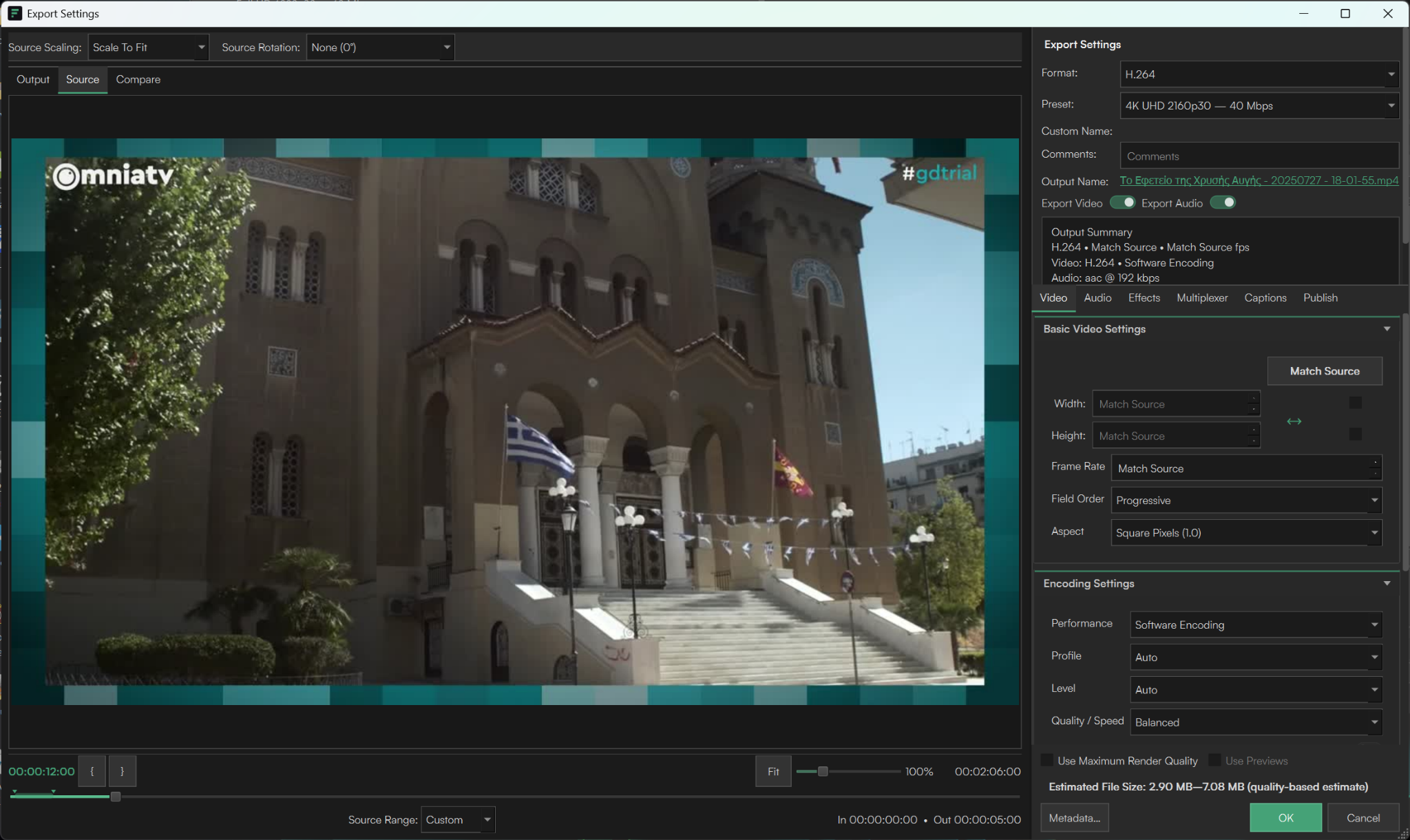 Flux Encoder export settings dialog