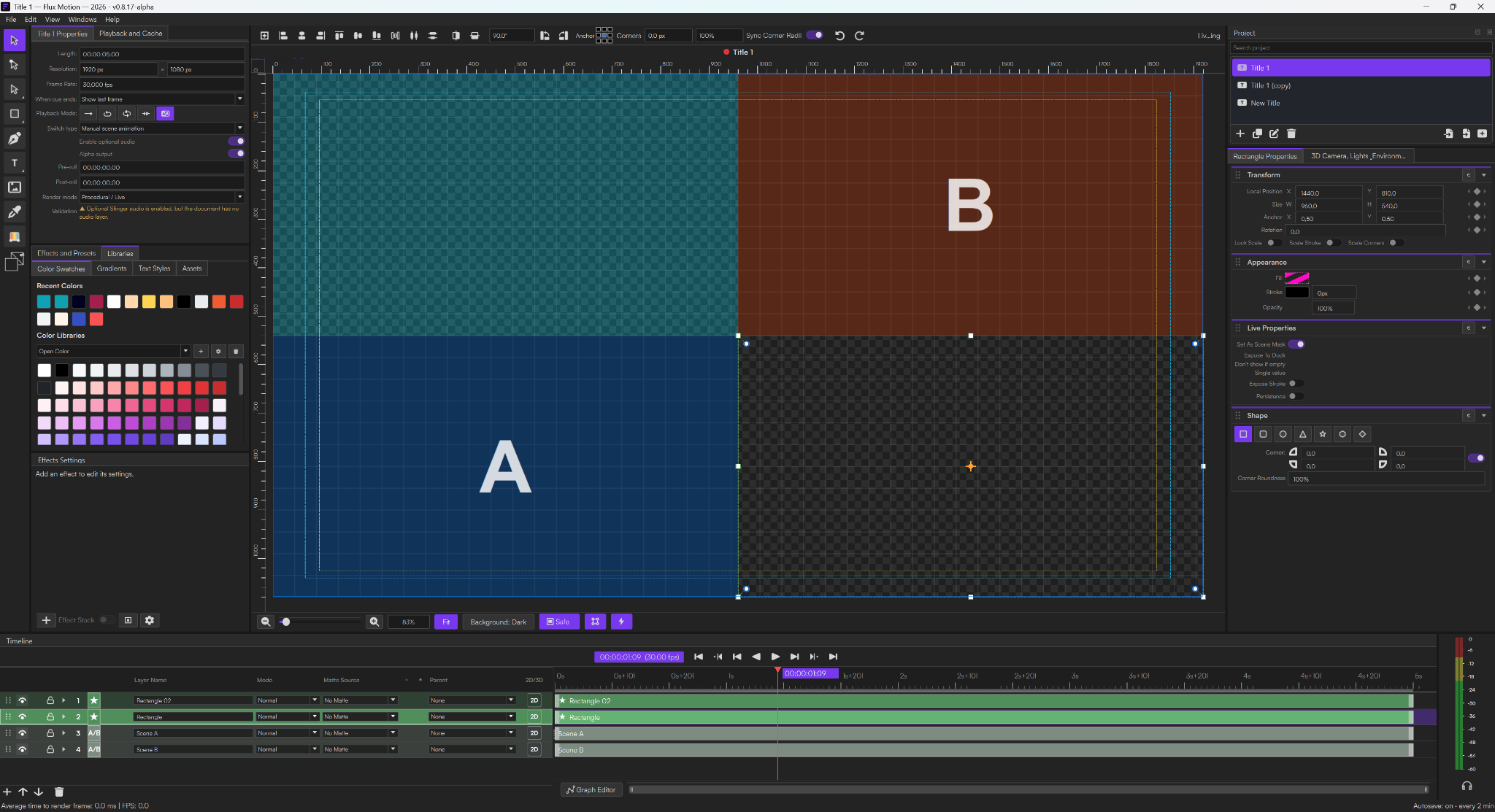 Flux Motion scene mask and stinger composition
